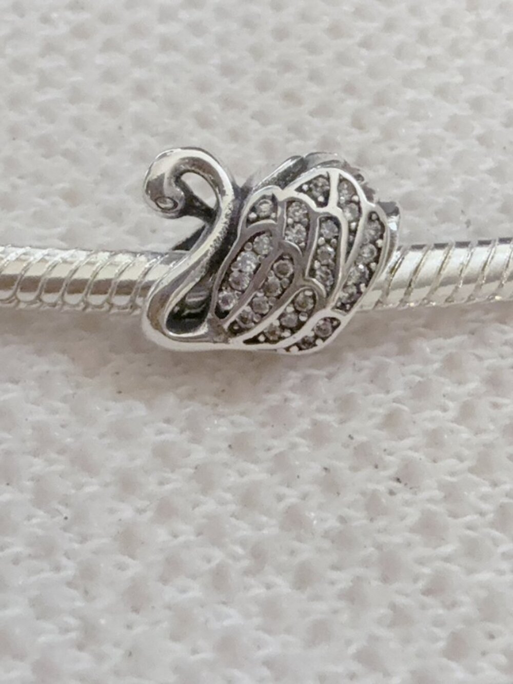 Sparkling Swan Charm Silver Charm For Pandora Bracelet